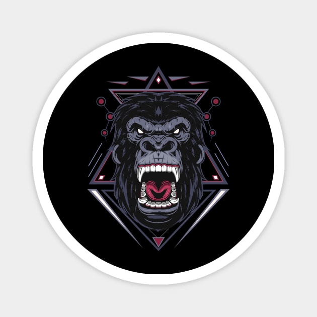 ferocious the gorilla head Magnet by AGORA studio